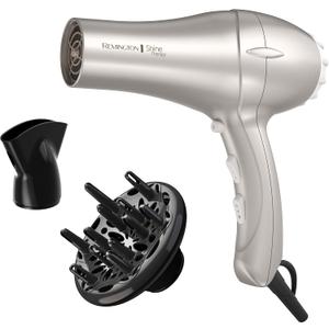 Remington Shine Therapy Hair Dryer with Argan Oil & Keratin, 1875W Ionic Blow Dryer for Frizz Control & Smooth Shine, Ceramic Technology, Lightweight Hair Dryer with Diffuser & Concentrator (Champagne)