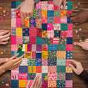 Sewing Patch 1000 Piece Puzzle for Adults, PICKFORU Vintage Quilt Patchwork Flower Art Puzzles, Impossible Difficult Colorful Theme as Wall Decor