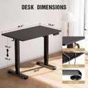 Veken 39.4" Small Electric Standing Desk, Adjustable Height Office Desk with Wood Desktop, Computer Table for Home Work, Study and Gaming, Small Spaces, Modern Furniture, Black, 39.423.6 Inch