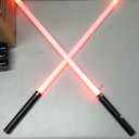 Lightsaber, 2 in 1 Dueling Light Sabers with Metal Hilt Rechargeable Light Saber 15 RGB Colors 4 Modes Fx Battle Sound, Lightsabers for Kids Adults Christmas (Black, Pack of 2)
