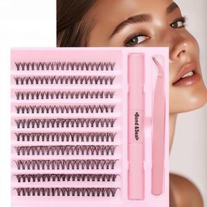 Lash Clusters KitFalse Eyelash Clusters Kit with Pink Applicator Tool, 10 Rows