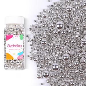 2 x Silver Pearl Sprinkles for Cake Decorating,Metallic Sprinkles for Cupcake Toppers Baking Cookie Ice Cream, Lover Birthday Celebrations Wedding Shower Party, 4.05oz