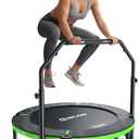 BCAN 40" Foldable Mini Trampoline, Rebounder Trampoline for Adults, Adjustable Foam Handle, Exercise Rebounder for Adults Indoor/ Garden Workout, Max Load 330lbs, Black