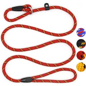 Red Brand 5 FT Adjustable Nylon Dog Rope Leash for Small Medium Dogs 10-80 lb Walking