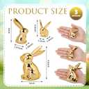 Wesiti 3 Pcs Easter Decoration Golden Bunny Figurines Set 4.5'', 3'', 2.36 Ceramic Easter Rabbit Statue Vintage Bunny Figurine Gift for Family Home Office Table Decor Spring Party Supplies (L, M, S)