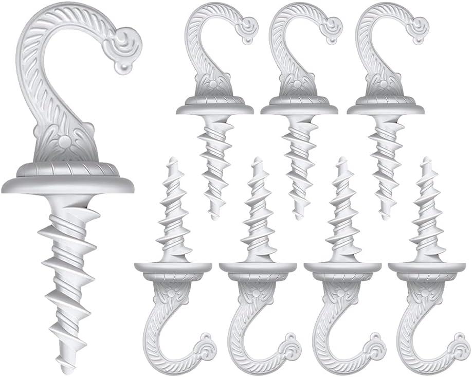 Swag Driller Hooks Heavy Duty Swag Hook Ceiling Hook Wall Hook Indoor Outdoor for Hanging Plants Chandelier etc. (8, White)