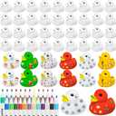Gaiaring 60 Pcs 2 Inch White Blank Rubber Ducks Bulk Christmas Gift DIY Rubber Ducks with Pens of 24 Colors Waterproof Float Squeak Ducks Gifts for Birthday Christmas Party