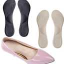High Heel Inserts Women, Adhesive Velvety Cushioning Insoles for High Heels Anti-Slip,  Gel Cushion Shoe Insoles Pain Relief, Arch Support Shoe Inserts High Arch Flat Feet, 2 Pairs, Beige+Black (8.5-11.5 US size)