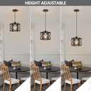 XSDeTu 2 Pack Farmhouse Pendant Lights, Modern Black Hanging Light Fixture with Hexagonal Cage, Industrial Metal Ceiling Lights, Adjustable Lantern Pendant Lighting for Kitchen Island Sink Hallway