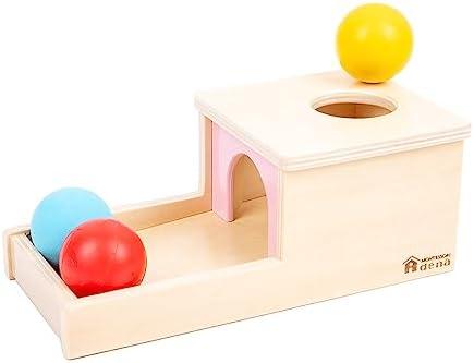 Adena Montessori Object Permanence Box with Tray Three Balls Montessori Toys for 6-12 Months Baby 1 Year Old Infant Toddler (Small Box - for Girl)