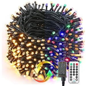 Brizled Christmas Lights, 344.16ft 1000 LED Color Changing Christmas String Lights with Remote, 11 Modes Xmas Tree Light Warm White & Multicolor Xmas Light Green Wire for Home Wedding Party