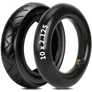 HIAORS 10x2.125 Tire and Inner Tube Set Replacement for Electric Scooter Segway D40X F20 F30 F40, 10 Inch Tire for Gotrax G4 E-Scooter Kickscooter Tricycle Bicycle Self-balancing with Bent Valve Stem