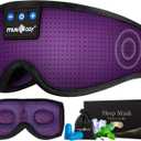 MUSICOZY 3D Sleep Headphones Mask Sleeping Headphones for Side Sleepers Eye Mask, Wireless Bluetooth Headband Headphones Cool Gadgets Unique Gifts(Purple)
