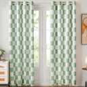 Ohocut Sage Green Checkered Window Curtains, 100% Blackout Curtains 84 Inch Length 2 Panels Set, Darkening Curtains for Bedroom, Living Room Long Drapes 52" W x 84" L Each (Pack of 2)