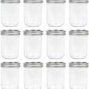 Wide Mouth Mason Jars 16 oz (12 Pack) - Overnight Oat Jars with Airtight 2-Piece Metal Lids, Suitable for Pickling, Meal Prep, Storage, DIY Crafts & Water Bath Canning