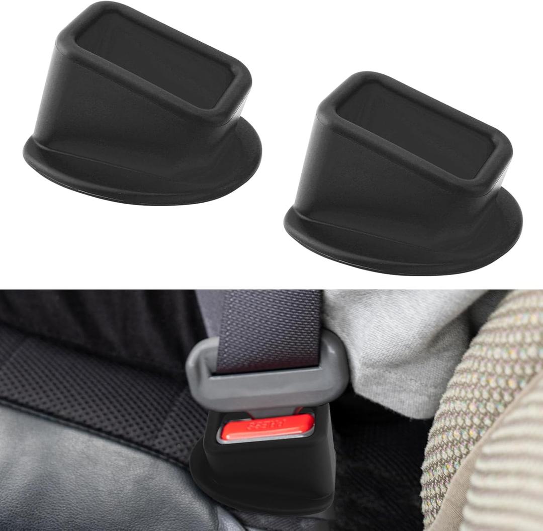 2-Pack Seat Belt Buckle Holder,Silicone Car Rear Seatbelt Buckle Booster for Easy Access,Safety Belt Fixer for Kids,Keeps the Buckle Upright and Stable-Universal for Most Cars,SUVs,Vans (Black)