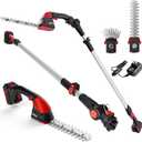 MZK 2-in-1 20V Pole Mini Hedge Trimmer & Grass Shear, 13ft Reach, Electric Hedge Trimmer with Extension Pole, Multi-Angle,Used in Garden,Yard(2*Batteries and Charger Included)