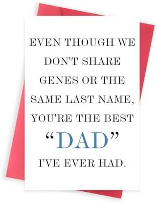 Funny Step Dad Fathers Day Gift from Step Daughter Son, Unique Bonus Dad Fathers Day Card, Happy Father's Day Cards for Stepdad, Sweet Stepfather Card from Stepchild, Set of 2