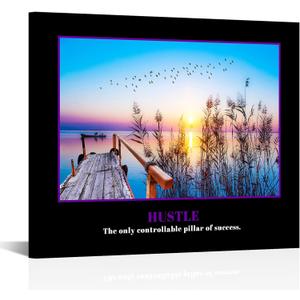 KREATIVE ARTS Hustle-Inspired Canvas Wall Art - Motivational Quotes for Home & Office - Boost Determination & Drive with Powerful Decor - Ideal Gift for Entrepreneurs & Goal-Setters 20x24inch