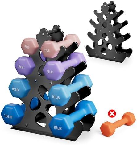 Dumbbell Rack Stand with Anti-Slip Pads for Home Gym, Compact A-Frame Design Weight Rack with Handle, Coral-Inspired & Space-Saving Dumbbell Holder (Dumbbells Not Included), Size: 4 tier (No Dumbbells Included)