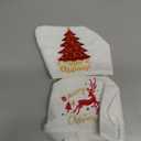 Domensi 2 Pcs Christmas Linen Tissue Box Cover 5.5 x 4.75 x 4.75 Inches Christmas Tree and Elk Tissue Box Holder Holiday Square Home Decor Xmas Embroidered Gifts for Bathroom Bedroom Living Room