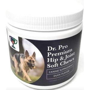 Dr. Pro, Premium Hip & Joint Soft Chews Supplement for Dogs, 120 Chews, Duck Flavor, for All Breeds.