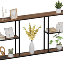 WOHOMO 63 in Entryway Table Modern Sofa Table with Shelves Walnut