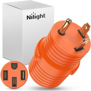 Nilight 30 Amp to 50Amp RV Power Adapter 3 Prong 125/250 Volt Heavy Duty Converter TT-30P to 14-50R 30A Male Plug to 50A Female Receptacle for Camper Caravan Trailer Generator