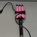 3 Barrel Curling Iron Hair Crimper: Aleath Dual Voltage Adjustable Temperature Three Barrels Hair Waver - Ceramic 1 inch Curler Wand (1 Inch (Pack of 1), Pink)