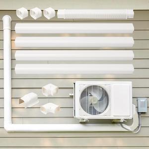 4" W x 15.5Ft L Mini Split AC Line Cover Kit Decorative PVC Tubing Pipe Cover Set for Center Air Conditioner & Heat Pumps Systems