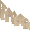 AuldHome Design Wood House Silhouettes Decor (Set of 7); Christmas and Holiday Wood Cutout Figures