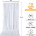 10 Panels 5x12ft White Backdrop Curtains for Wedding Parties, Wrinkle Free Polyester 12 ft Long Photo Backdrop Drapes Back Drop Cloth Drapery for Birthday Baby Shower Ceremony Photography Background
