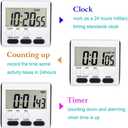 Mudder 3 Pack Digital Kitchen Timer for Cooking, Big Digits, 24 Hour Magnetic Backing Stand Kitchen Timers Clock for Classroom Kids Teachers, Loud Alarm and Big Screen (Black and White)