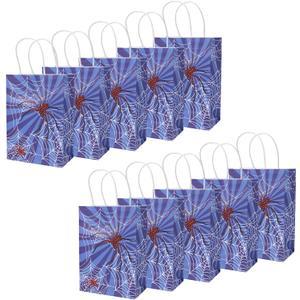 SAVITA 10pcs Spider Party Favors Bags, Paper Gift Bags with Handles Candy Goodie Bag Spider Theme Birthday Party Decorations for Presents Treats Snacks Storage Supplies