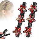 Sparkling Crystal Stone Braided Hair Clips, 2024 New Women's Braided Hair Clip, Short Hair Clips Duckbill Clips, Braided Hair Clip for Ladies and Girls Crystal Stone (Star-C)