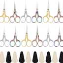 Lanties 12 Pcs Small Sewing Scissors Sharp Embroidery Vintage Crochet Scissors Set with Leather Covers 5 Inch Stainless Steel Sharp Blade Shear for Sewing Crafting DIY & Artwork Threading Tool