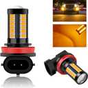 H8 H11 Car LED Fog Light Bulbs Replacement for Cars Super Bright Amber 5730 33SMD for Daytime Running Lights DRL 12V-2Pcs