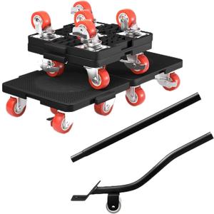 Heavy Furniture Lifter Mover Dolly Set, 360 Rotation 5-Wheel Dollies with Extendable Crowbar, 400kg/800Lbs Capacity Heavy Stuff Moving Tool Set