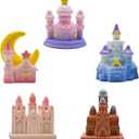 5Pcs Miniature Dreamy Castle Figurines Mini Fairy Tale House Figures Resin Fantasy Cake Toppers for DIY Fairy Garden Micro Landscape Desktop Decors