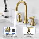 Bathroom Faucets for Sink 3 Hole, Hurran Brushed Gold Bathroom Sink Faucet with Pop-up Drain and Supply Lines, Stainless Steel Lead-Free Widespread Faucet for Vanity RV Farmhouse Sink