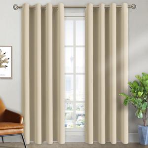 BGment Room Darkening Curtains 84 Inches Long - Grommet Thermal Insulated Drapes Window Treatment Curtains for Bedroom, 2 Panels, 52 x 84 Inch, Beige