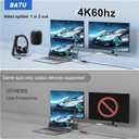 BATU 4k 60hz HDMI Splitter 1 in 2 Out HDMI Cable Male to Dual Female HDMI 2.0 with Power USB Cable for HDMI HD, LED, LCD, TV Dual Monitors Duplicated-Mirror Dual Monitor Support 3D Full HD