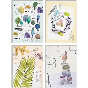 Hallmark Nature Note Card Assortment (48 Blank Cards with Envelopes) Artistic Trees, Leaves, Birds, Rocks