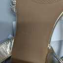 DADAWEN Women's Strappy Open Toe Rhinestone Low Block Chunky Heels Sandals Ankle Buckle Heeled Sandals Wedding Party Dress Pumps Shoes Size 41 (Gold)
