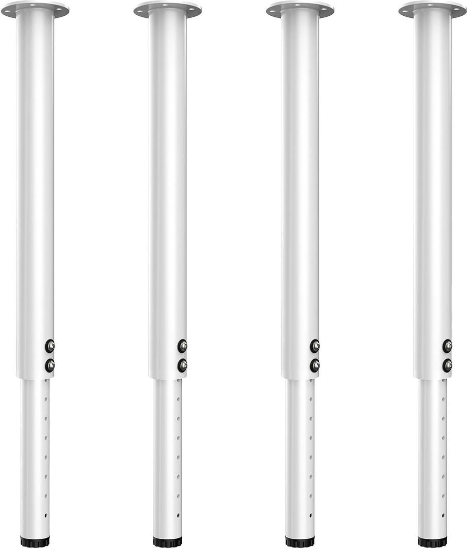 Adjustable Table Legs,Metal Adjustable Height Desk Legs,Adjustable Furniture Legs for Table Computer Desk Dining Table Office Desk(White) (4 pcs 22" -35.5")