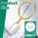 100 Pieces 1.26 Inch Metal Drapery Curtain Rings, Curtain Hanging Rings and 100 Pcs Metal Drapery Pin Hooks for Drapes Window Door Shower Curtains