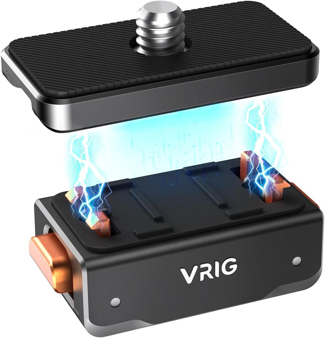 VRIG AC-48 Magnetic Quick Release Mount for Insta 360 Ace Pro 2/ Ace Pro/Ace/ X5/ X4/ X4 Air/ X3, 1/4" Screw Thread & Connection Plate Action Camera Adapter for Tripod Accessories
