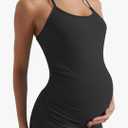 Maternity Tank Top for Women Spaghetti Strap Pregnancy Tops Sleeveless Comfortable Crew Neck Yoga Shirt, Size: L