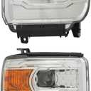 KarParts360 For GMC Sierra 1500HD 2014 2015 Headlight Driver and Passenger Side | Pair | Chrome Housing & Quad Projector | Simple Design | Replacement For GM2502394 | 23130717/23130718