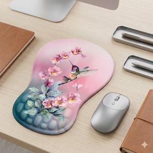 Hokafenle Ergonomic Mouse Pad Wrist Support, Wrist Rest Mousepad for Carpal Tunnel Pain Relief with Integrated Memory Foam Slope Massage Bulge (11.8x7.9 inch,Graceful Peony